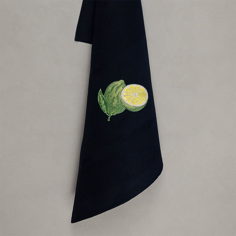 Tea towel lime, black