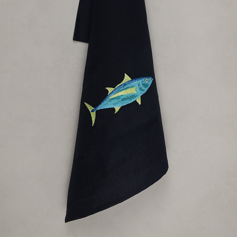 Geschirrtuch Thunfisch, schwarz