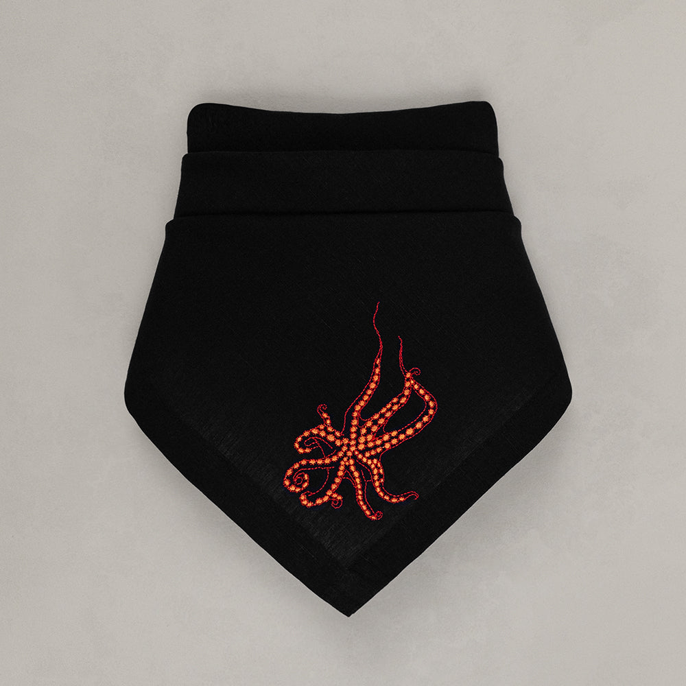 Serviette Oktopus, schwarz